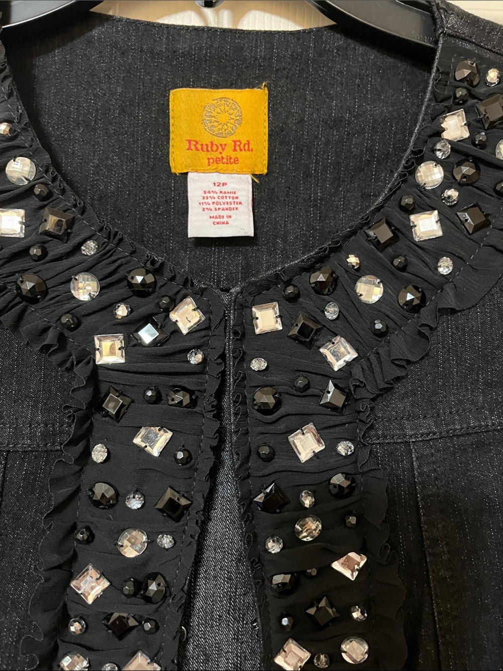 Ruby Rd. Black Embellished Jean Jacket - Picture 2 of 8